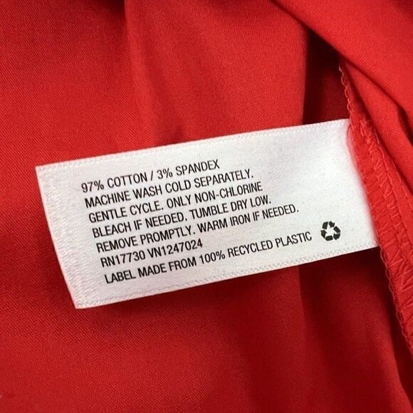 Prologue Red Balloon Sleeve Peplum Womens Romantic Blouse Size Large NWT Cotton - Picture 9 of 10